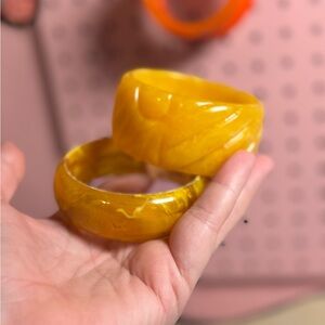 Vintage Yellow Marbled Bangles